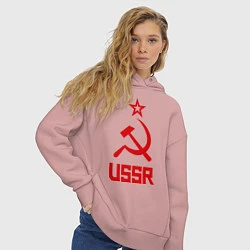 Толстовка оверсайз женская СССР - великая держава, цвет: пыльно-розовый — фото 2