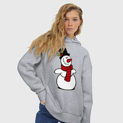Толстовка оверсайз женская Весёлый снеговик, цвет: меланж — фото 2