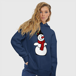 Толстовка оверсайз женская Весёлый снеговик, цвет: тёмно-синий — фото 2