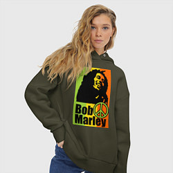 Толстовка оверсайз женская Bob Marley: Jamaica, цвет: хаки — фото 2