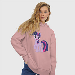 Толстовка оверсайз женская Пони Сумеречная Искорка, цвет: пыльно-розовый — фото 2