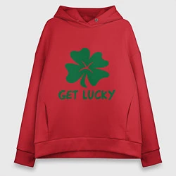 Толстовка оверсайз женская Get lucky, цвет: красный