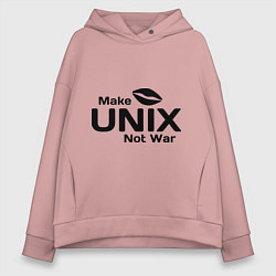 Толстовка оверсайз женская Make unix, not war, цвет: пыльно-розовый