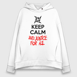 Толстовка оверсайз женская Keep Calm & Justice For All, цвет: белый