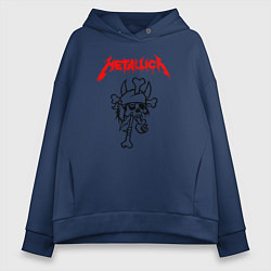 Толстовка оверсайз женская Metallica: Pushead Skull, цвет: тёмно-синий