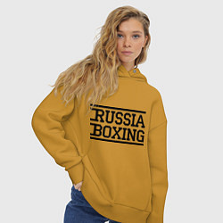 Толстовка оверсайз женская Russia boxing, цвет: горчичный — фото 2