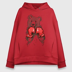 Толстовка оверсайз женская Bear Boxing, цвет: красный