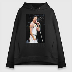 Толстовка оверсайз женская Queen: Freddie, цвет: черный