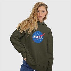 Толстовка оверсайз женская NASA: Logo, цвет: хаки — фото 2