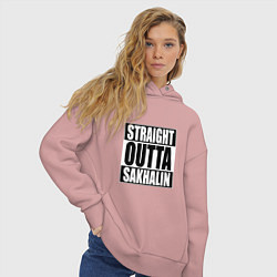 Толстовка оверсайз женская Straight Outta Sakhalin, цвет: пыльно-розовый — фото 2