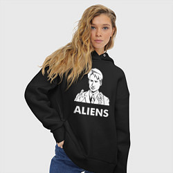 Толстовка оверсайз женская Mulder Aliens, цвет: черный — фото 2
