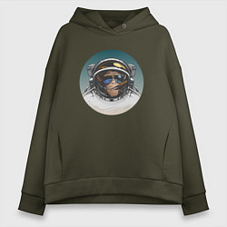 Толстовка оверсайз женская Космонавт 6.6, цвет: хаки