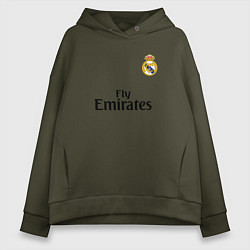 Толстовка оверсайз женская Real Madrid: Fly Emirates, цвет: хаки