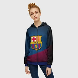 Толстовка на молнии женская FCB Barcelona, цвет: 3D-синий — фото 2