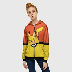 Толстовка на молнии женская Pikachu, цвет: 3D-черный — фото 2