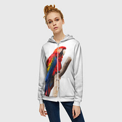 Толстовка на молнии женская Яркий попугай, цвет: 3D-белый — фото 2