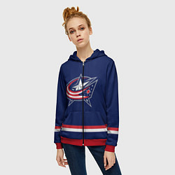 Толстовка на молнии женская Columbus Blue Jackets, цвет: 3D-красный — фото 2