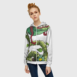 Толстовка на молнии женская Plants vs zombies, цвет: 3D-белый — фото 2
