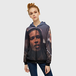 Толстовка на молнии женская ASAP Rocky: Black Hip-Hop, цвет: 3D-черный — фото 2