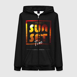 Толстовка на молнии женская Sunset Time, цвет: 3D-черный