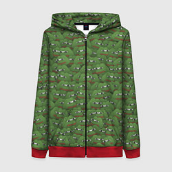 Толстовка на молнии женская Грустные лягушки, цвет: 3D-красный