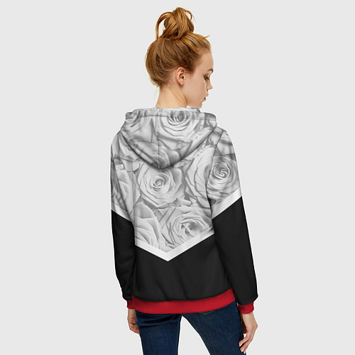 Женская толстовка на молнии Розы / 3D-Красный – фото 4