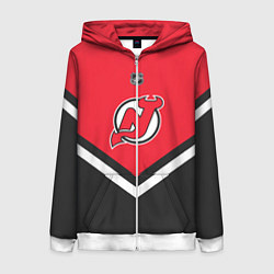 Толстовка на молнии женская NHL: New Jersey Devils, цвет: 3D-белый