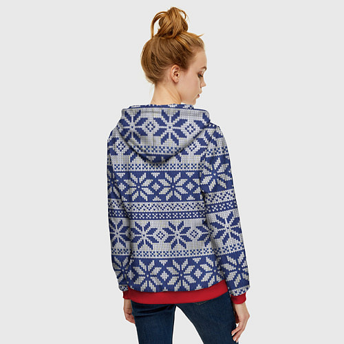 Женская толстовка на молнии Синий свитер / 3D-Красный – фото 4
