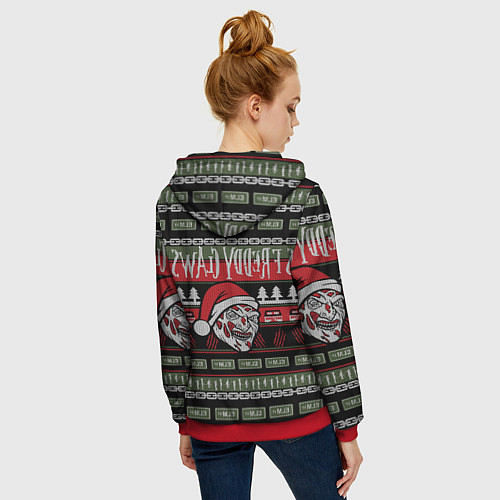 Женская толстовка на молнии Freddy Christmas / 3D-Красный – фото 4