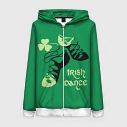 Толстовка на молнии женская Ireland, Irish dance, цвет: 3D-белый