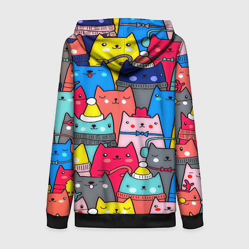 Женская толстовка на молнии Отряд котиков / 3D-Черный – фото 2