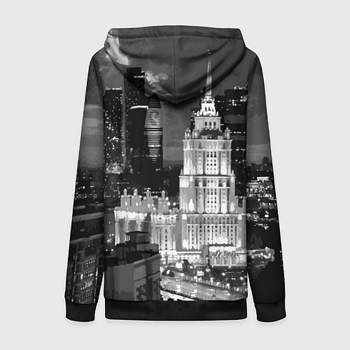 Женская толстовка на молнии Огни ночной Москвы / 3D-Черный – фото 2