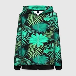 Толстовка на молнии женская Tropical pattern, цвет: 3D-черный