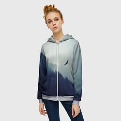 Толстовка на молнии женская Орел над Лесом, цвет: 3D-меланж — фото 2