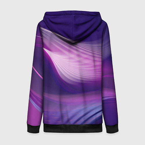 Женская толстовка на молнии Фиолетовые Волны / 3D-Черный – фото 2