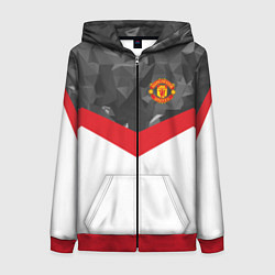 Женская толстовка на молнии Man United FC: Grey Polygons