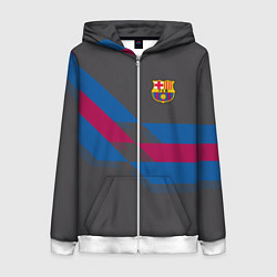 Толстовка на молнии женская Barcelona FC: Dark style, цвет: 3D-белый