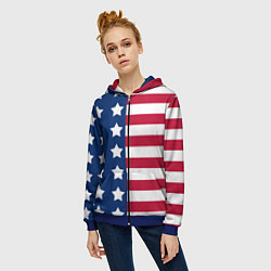 Толстовка на молнии женская USA Flag, цвет: 3D-синий — фото 2