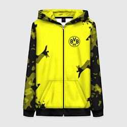 Толстовка на молнии женская FC Borussia Dortmund: Yellow Original, цвет: 3D-черный