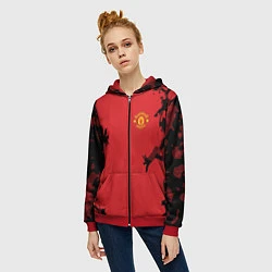 Толстовка на молнии женская FC Manchester United: Red Original, цвет: 3D-красный — фото 2