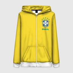 Толстовка на молнии женская Сборная Бразилии, цвет: 3D-белый