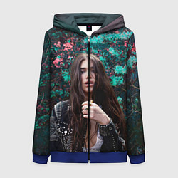 Толстовка на молнии женская Dua Lipa: Floral, цвет: 3D-синий