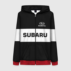 Толстовка на молнии женская Subaru: Black Sport, цвет: 3D-красный