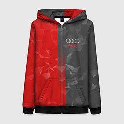 Толстовка на молнии женская Audi: Red & Grey poly, цвет: 3D-черный