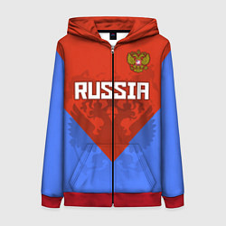 Женская толстовка на молнии Russia Red & Blue