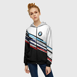 Толстовка на молнии женская BMW BRAND COLOR БМВ, цвет: 3D-черный — фото 2