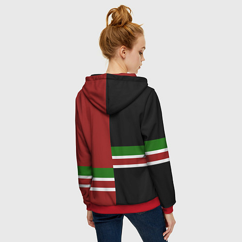 Женская толстовка на молнии Chechnya, Russia / 3D-Красный – фото 4