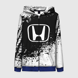 Толстовка на молнии женская Honda: Black Spray, цвет: 3D-синий