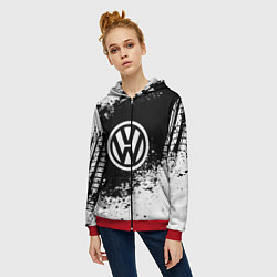Толстовка на молнии женская Volkswagen: Black Spray, цвет: 3D-красный — фото 2