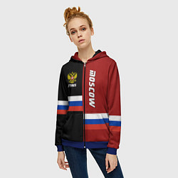 Толстовка на молнии женская Moscow, Russia, цвет: 3D-синий — фото 2